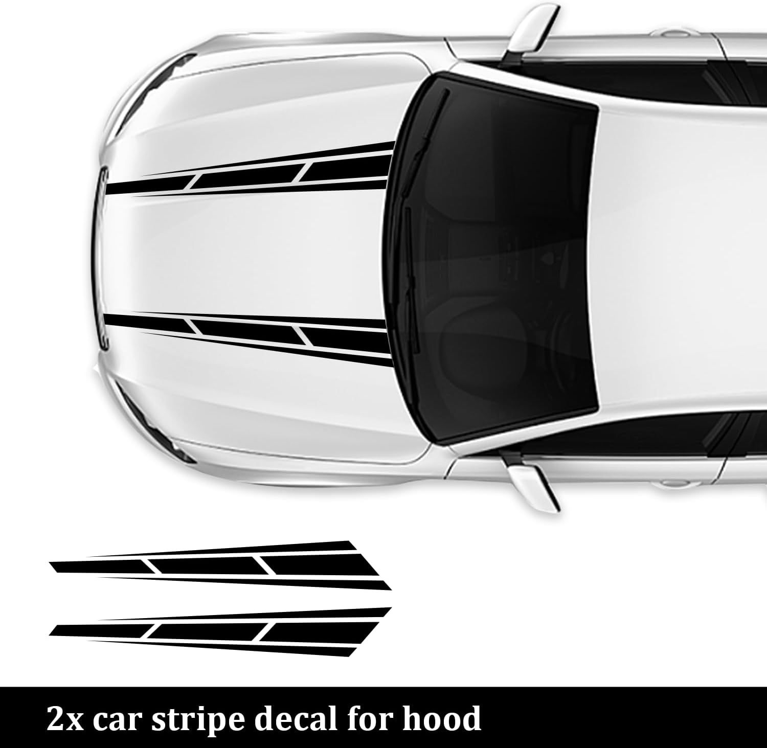 6PCS Racing Stripes for Cars - 2PCS Car Hood Decal + 2PCS Car Side Decals + 2PCS Car Mirror Stickers,Water-Resistant Stylish Car Decal Exterior Car Accessories for Car,Truck (Black)-2