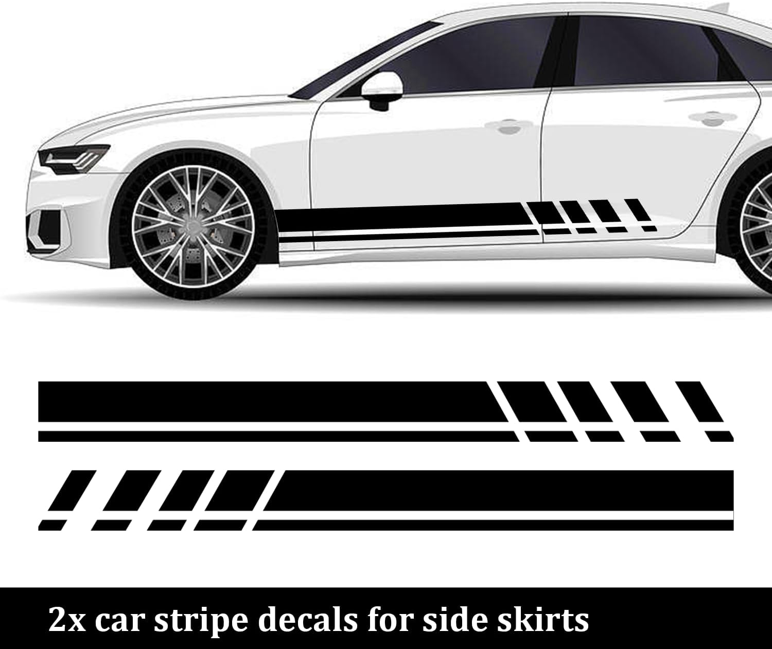 6PCS Racing Stripes for Cars - 2PCS Car Hood Decal + 2PCS Car Side Decals + 2PCS Car Mirror Stickers,Water-Resistant Stylish Car Decal Exterior Car Accessories for Car,Truck (Black)-3