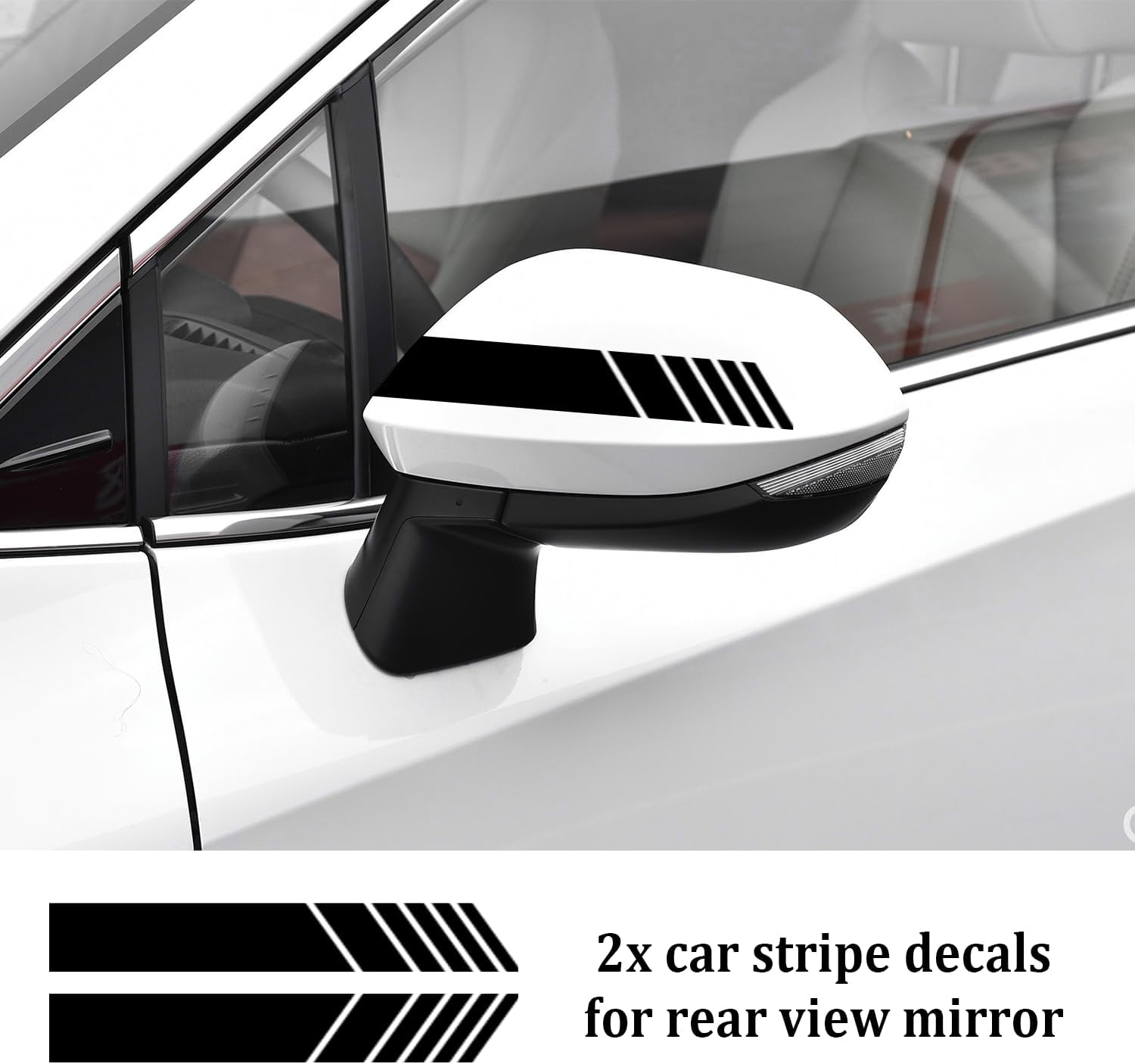 6PCS Racing Stripes for Cars - 2PCS Car Hood Decal + 2PCS Car Side Decals + 2PCS Car Mirror Stickers,Water-Resistant Stylish Car Decal Exterior Car Accessories for Car,Truck (Black)-4