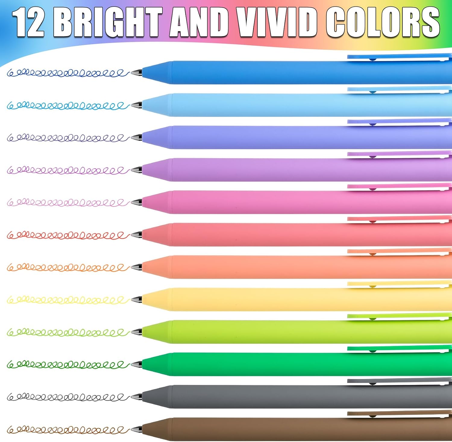 Gel Pens 12 Colors Retractable Quick Dry Ink Pens Fine Point 0.7mm, Smoooth Writing Pens Multicolor for Journaling, Drawing, Doodling, and Note Taking, Multicolor, 12-Count-1