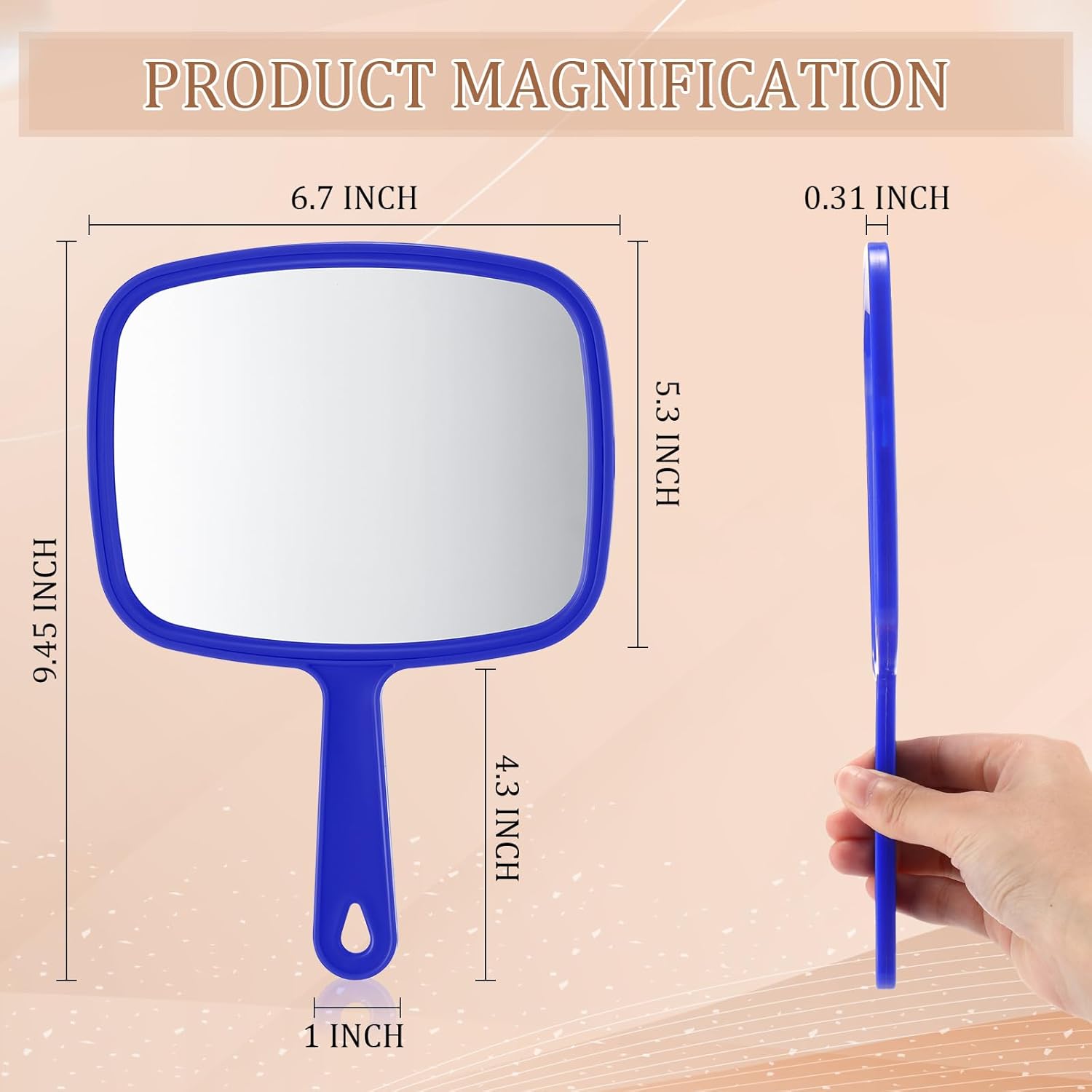 Geetery 12 Pcs Hand Mirror Handheld Cosmetic Mirror with Handle Makeup Mirror Wall Mount for Bathroom Home Barber Salon Travel Portable Beauty School Gift for Women Student 6.69 x 9.45 Inch (Blue)-1