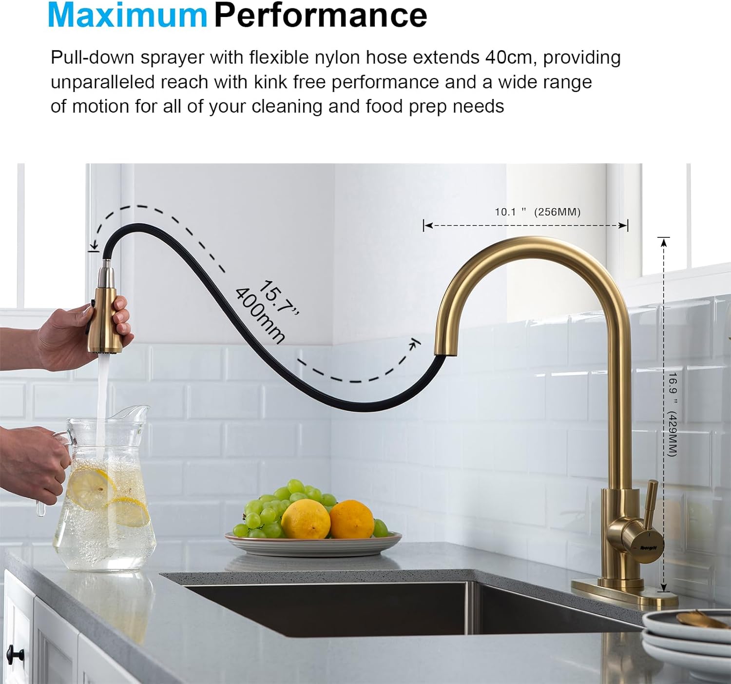 Touchless Kitchen Faucets, Kitchen Faucet with Pullout Sprayer, Stainless Steel Kitchen Sink Faucet, Single Handle Motion Sensor Faucet for Kitchen Sink (Gold)-1