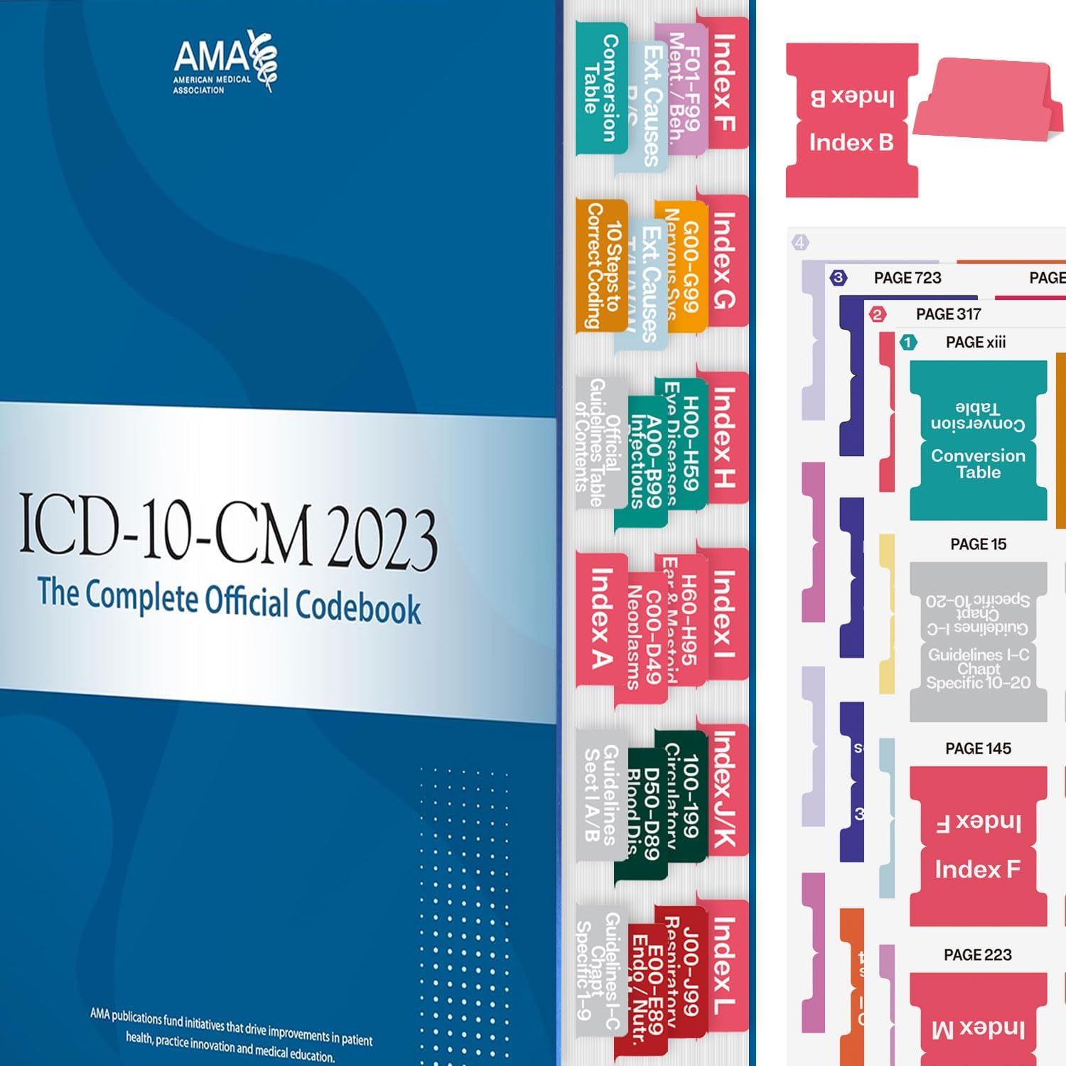 ICD-10-CM 2023 Tab, Joyfulmap 96 Color-Coded & Durable Medical Index Tabswith Page Markers, Alignment Guide & Bookmark, The Complete Official Codebook(Book not Included)-0