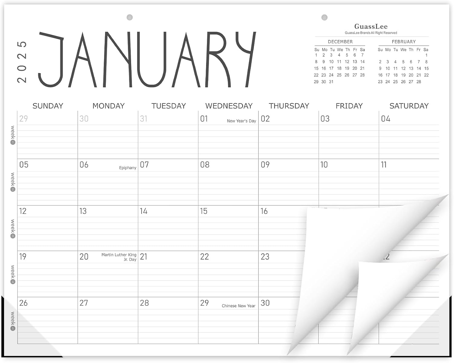 GuassLee Desk Calendar 2025, Desk Top Calendar 2025, 18-Month School Year Desk/Wall Calendar, 2025 Jan-2026 Jun, 14" X 11" Monthly Planner with Thick Paper For Office Home Desk Organizing-0