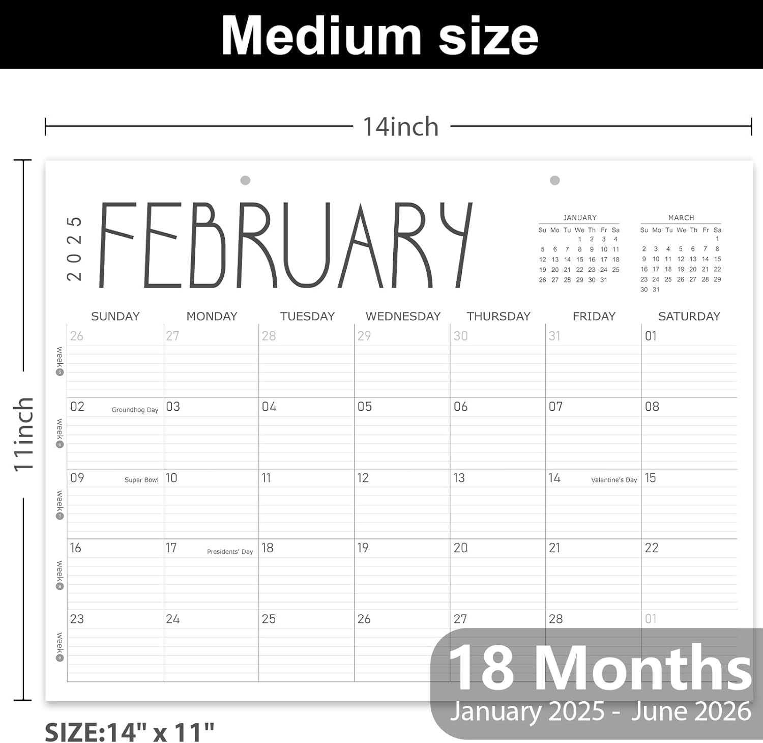 GuassLee Desk Calendar 2025, Desk Top Calendar 2025, 18-Month School Year Desk/Wall Calendar, 2025 Jan-2026 Jun, 14" X 11" Monthly Planner with Thick Paper For Office Home Desk Organizing-1