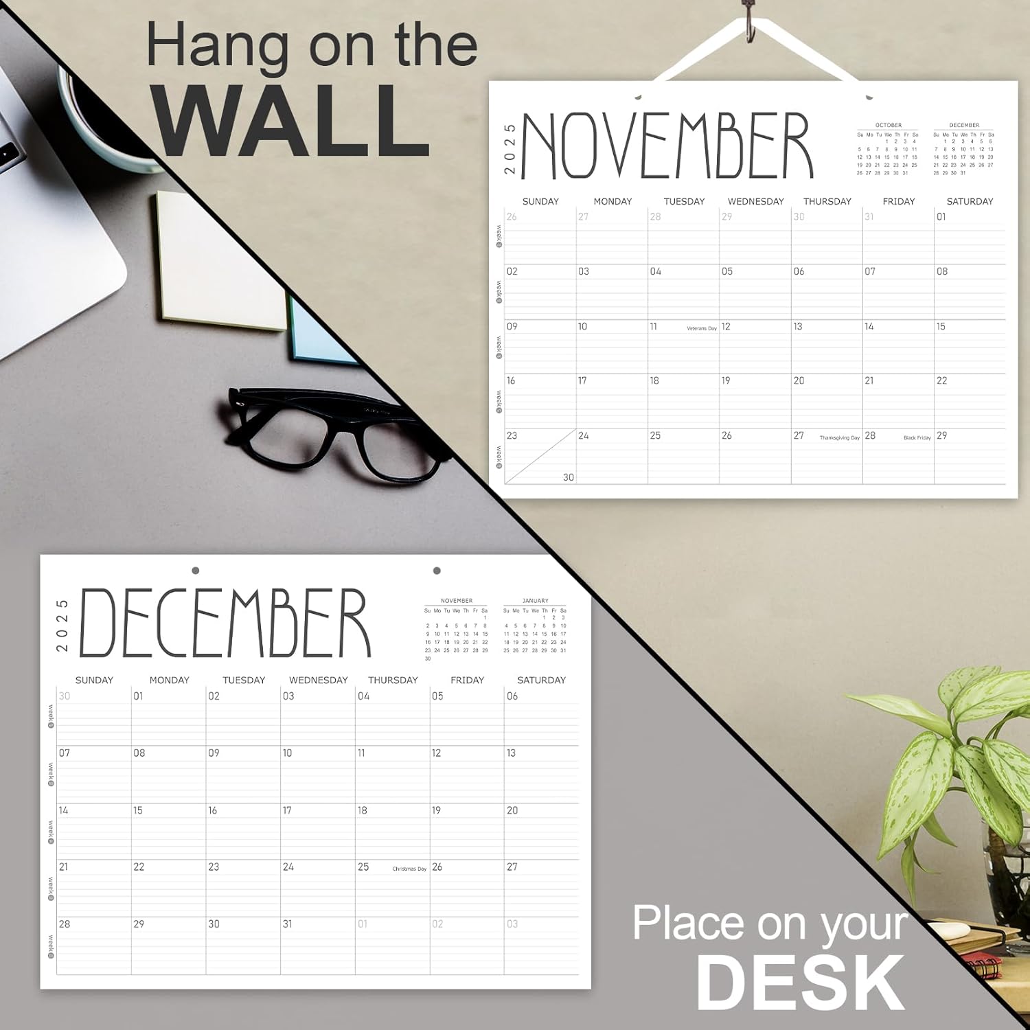 GuassLee Desk Calendar 2025, Desk Top Calendar 2025, 18-Month School Year Desk/Wall Calendar, 2025 Jan-2026 Jun, 14" X 11" Monthly Planner with Thick Paper For Office Home Desk Organizing-3