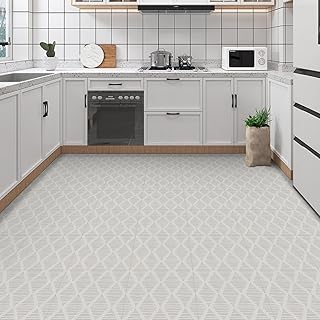 Elffloor Peel and Stick Floor Tile Waterproof for Bathroom, 11.8"x11.8" Peel and Stick Flooring, Self Adhesive Easy to Install Geometric Line Pattern Flooring, Multi-Use for Home Decoration, 20pcs