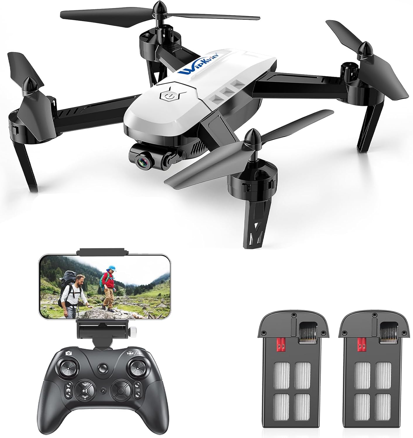 Wipkviey Drone with Camera - T6 1080P HD RC Drone, Drone for Adults, With WiFi Live Video, Altitude Hold, Headless Mode, Gravity Sensor, 3D Flip, One Key Take Off/Landing for Kids or Beginners-0