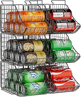 Sonyabecca 6-Pack Can Storage Organizer Pantry, Stackable Kitchen Canned Food Holder With Handles, Can Organizer For Pantry Countertop Cabinet, Beverage Drink Pop Soda Can Dispenser Patent Pending