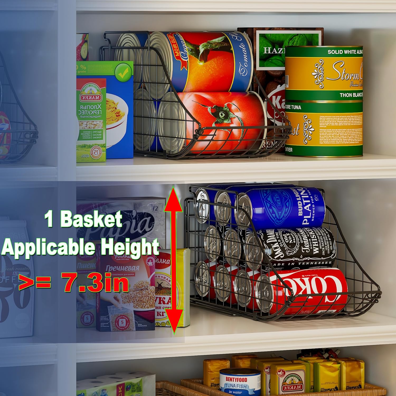 Sonyabecca 6-Pack Can Storage Organizer Pantry, Stackable Kitchen Canned Food Holder With Handles, Can Organizer For Pantry Countertop Cabinet, Beverage Drink Pop Soda Can Dispenser Patent Pending-4