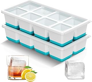 VEHHE Ice Cube Tray, 2 Pack Reusable Large Ice Cube Molds, Ice Cube Trays for Freezer with Lid, Easy Release Ice Tray for Drinks, Whiskey, Cocktails