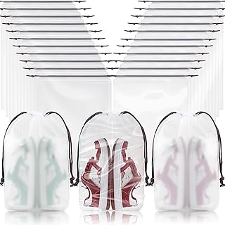 60 Pack Shoe Bags for Travel, 30 Transparent and 30 Translucent Bags, 11.8in X 15.7in Waterproof Drawstring Dust Bags for Packing, Shoes Organizers Storage Pouch for Men and Women