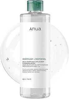 ANUA Heartleaf Low pH Deep Cleansing Water, Micella Water, Panthenol, Squalane, Makeup Remover for Sensitive Skin, Korean Skin Care (500g, 17.63 oz.)