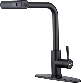 Waterfall Kitchen Faucet 3 in 1 Function, Kitchen Faucet with Pull Down Sprayer, Stainless Steel Kitchen Sink Faucets for Farmhouse, Camper, Laundry, Rv, Bar (Matte Black)