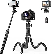 UBeesize Extendable Phone Tripod, Flexible Tripod with Remote, 3 in 1 Selfie Stick Tripod with Gopro Mount, iPhone Stand for Recording, Volgging, Live Streaming Fit for Cell Phones, Canon Sony Cameras