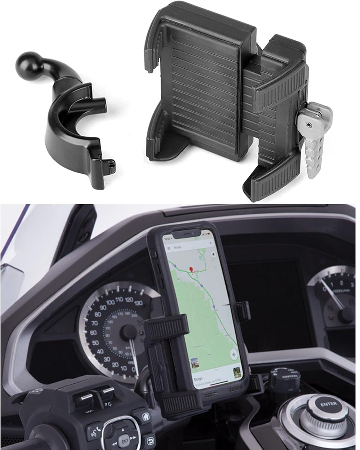 Motorcycle Phone Mount Compatible with Honda Goldwing GL1800, Cell Phone GPS Navigation Holder with Black Perch Mount for Honda Goldwing GL1800 GL1500-0