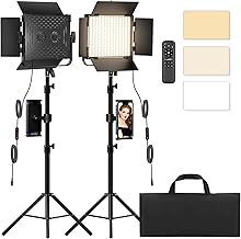 Photography Video Continuous Output Lighting Kit, 2Pack Upgraded Bi-Color LED Video Studio Lights Aluminum Alloy 2500k~8500k with Remote for Camera Photo Recording Filming Stage Shooting