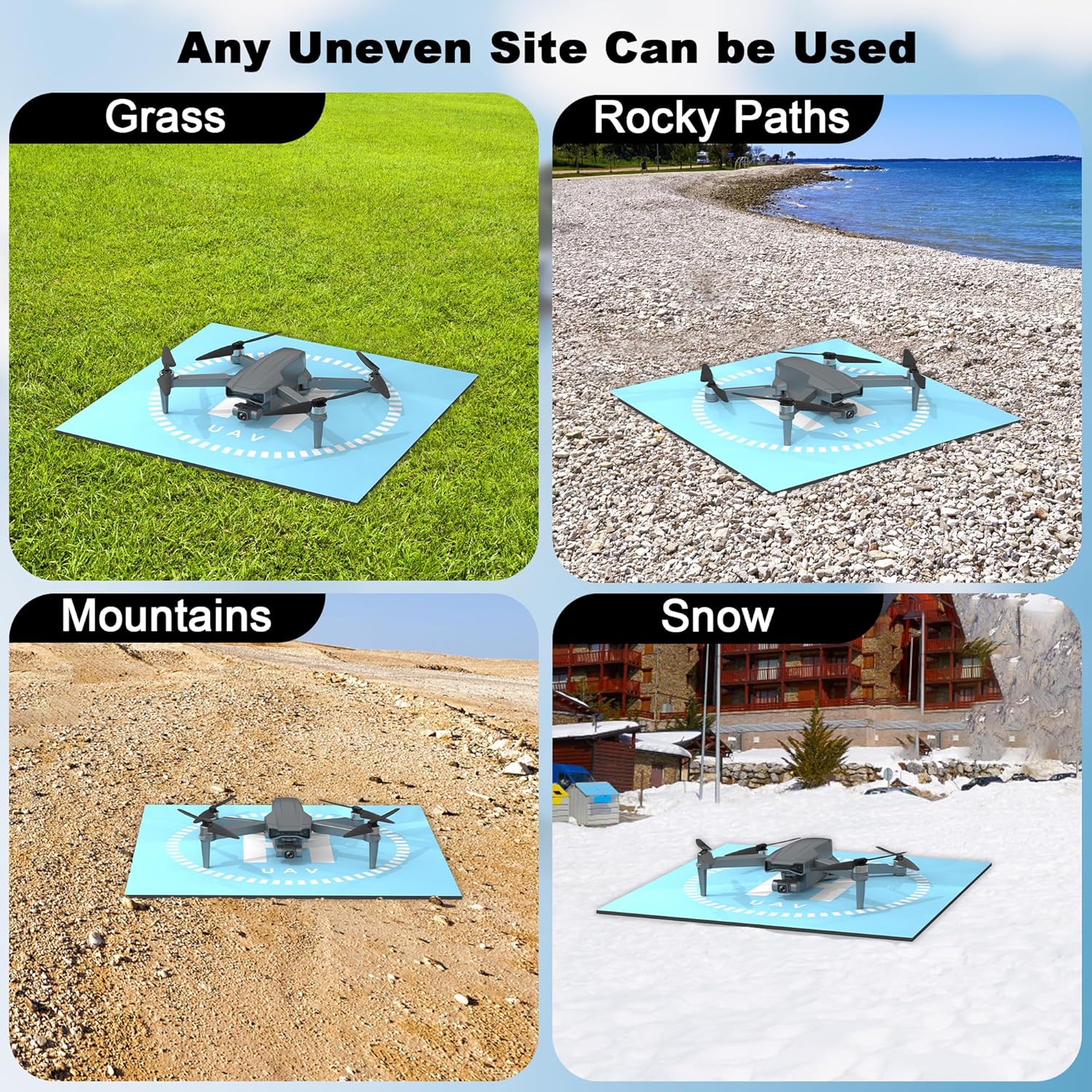 Drone Landing Pad, Universal Waterproof Portable Fast-Foldable Helipad.(Pale Blue-50 * 50cm)-3