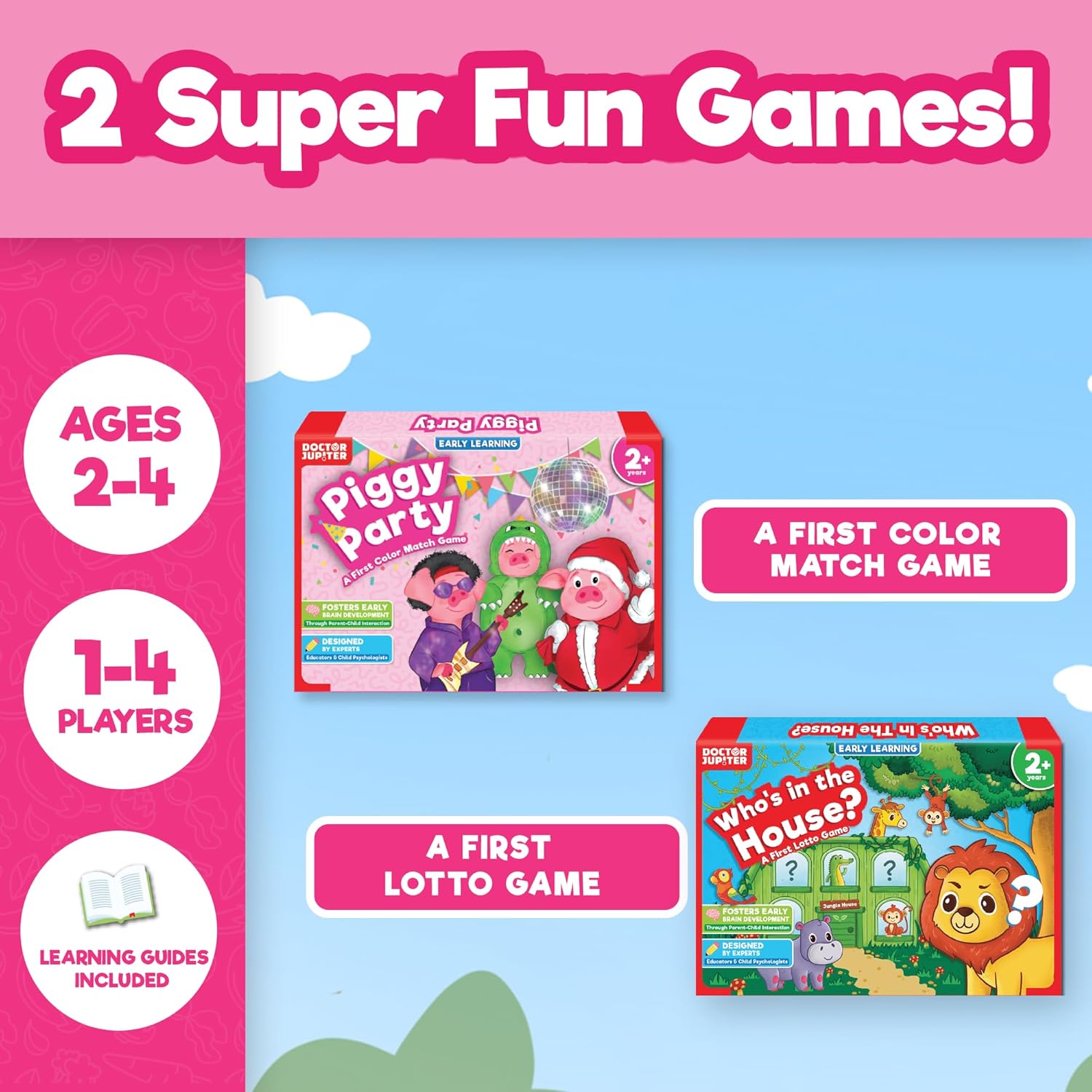 Doctor Jupiter My First Box of Games for 2 to 4- Pink | Birthday Gift for 2 Year Old Girls | Toys for Ages 2-4 | Toddler Toys for 2-3-4 Year Old | Learning & Education Toys-1