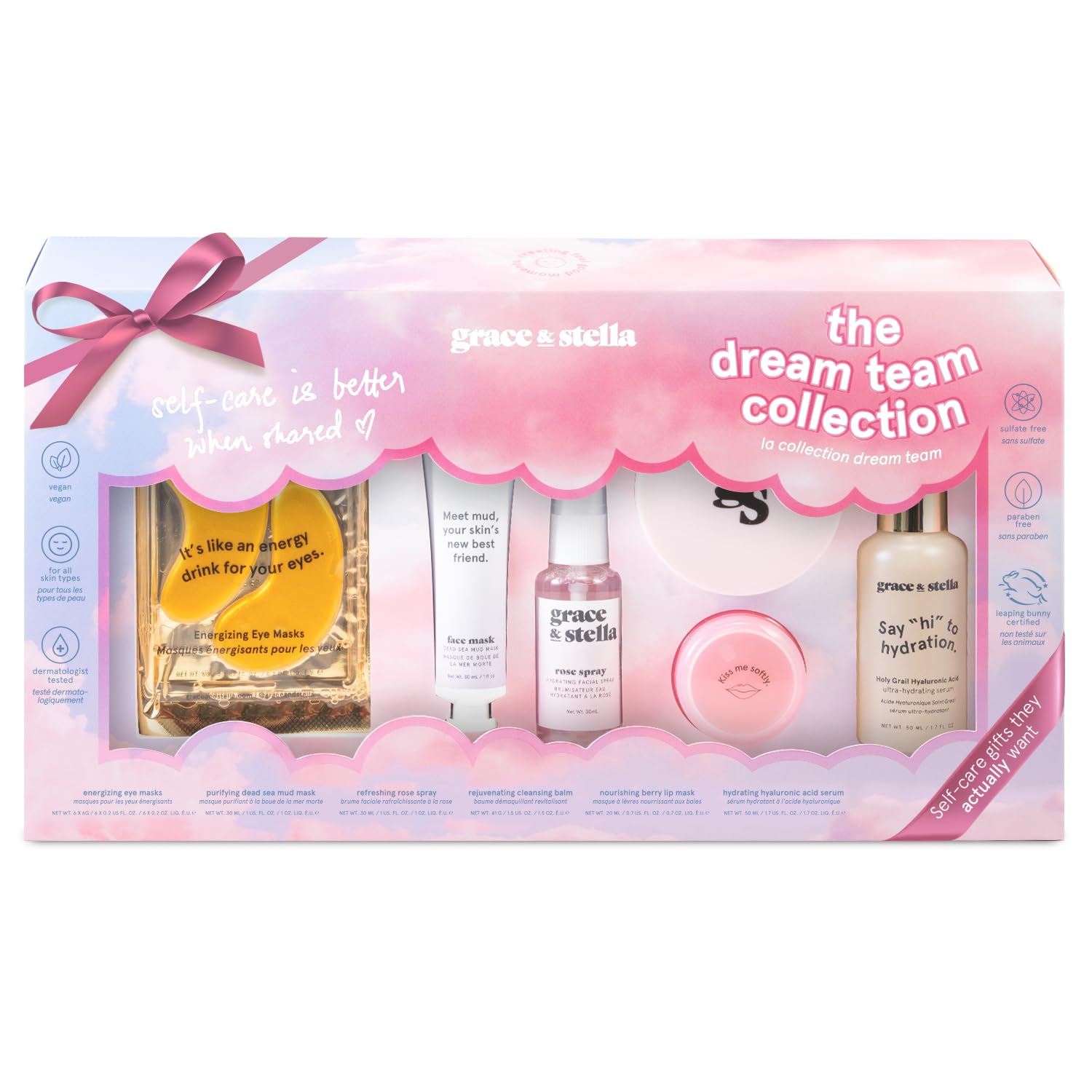 grace & stella Award Winning Dream Team Gift Set for Women - Christmas Gifts for Women - Self Care Gifts for Women with Under Eye Masks - Happy Birthday Gifts for Women - Birthday Gift Baskets-0