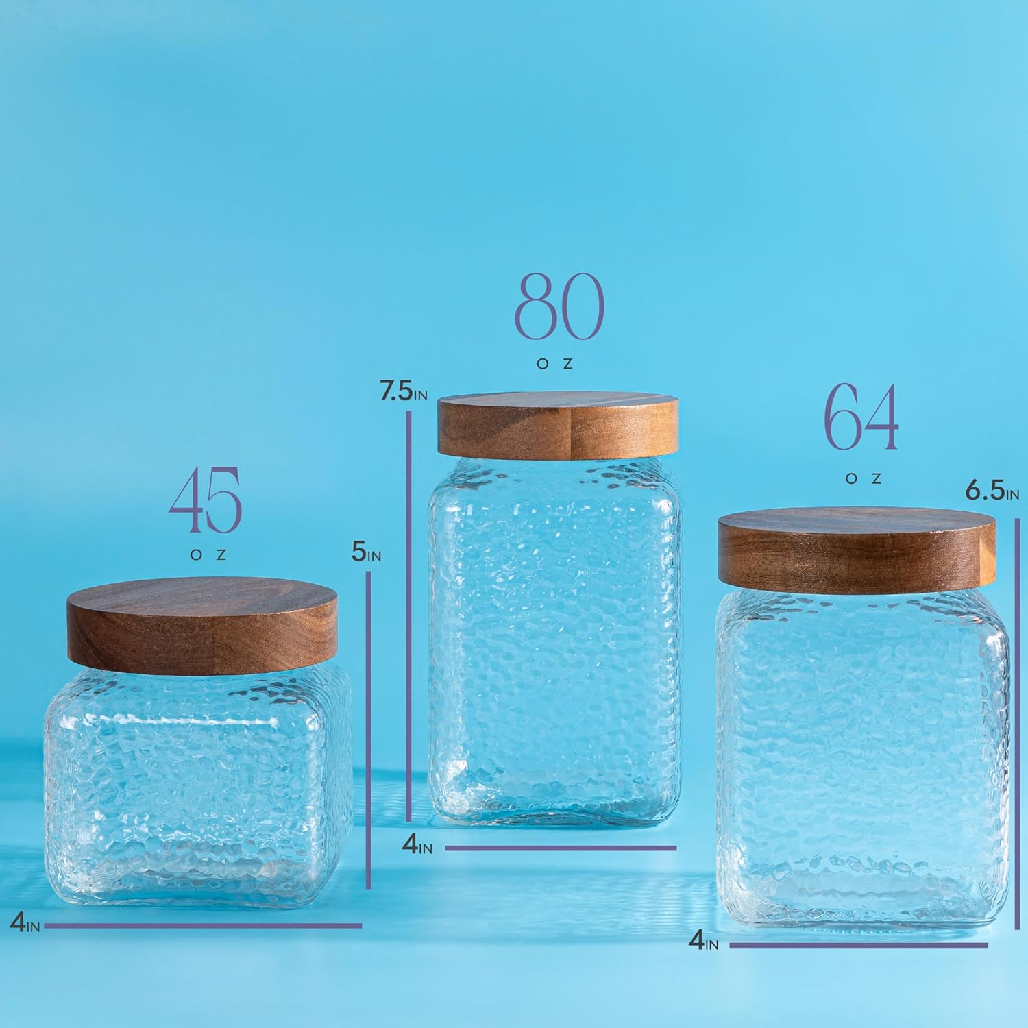 kitchentoolz Food Storage Container Set with Airtight Lids - Retro Design - Pantry Organization, Glass Canisetrs Cookie, Flour, Tea, Sugar, Candy Jars Storage Canisters Set of 3-1