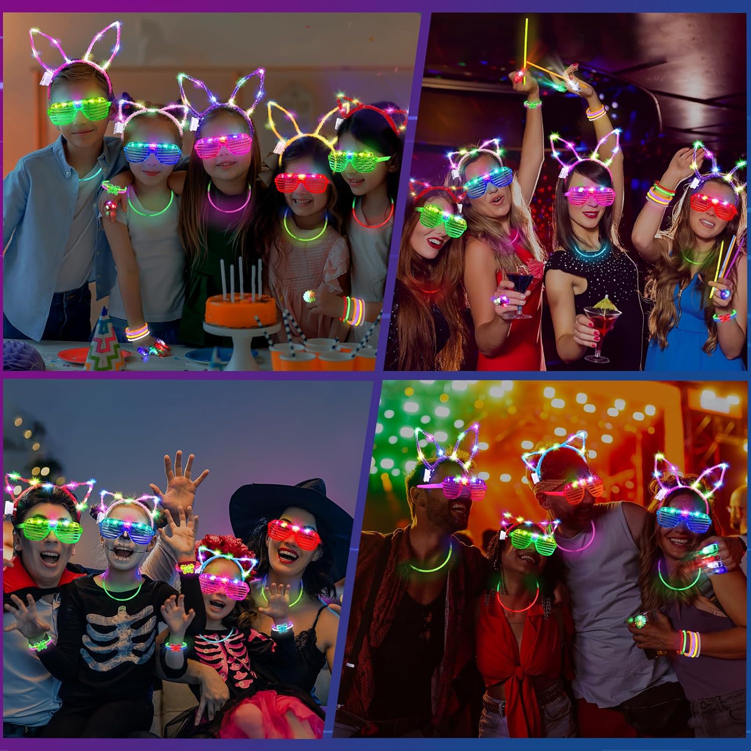 150PCS Glow in the Dark Party Supplies for Kids Adults, Light Up Party Favors with Light Up Glasses, Headband, Rings, 100 Glow Sticks Bulk Party Pack DIY Glow Necklaces Bracelets, Neon Party Supplies-6