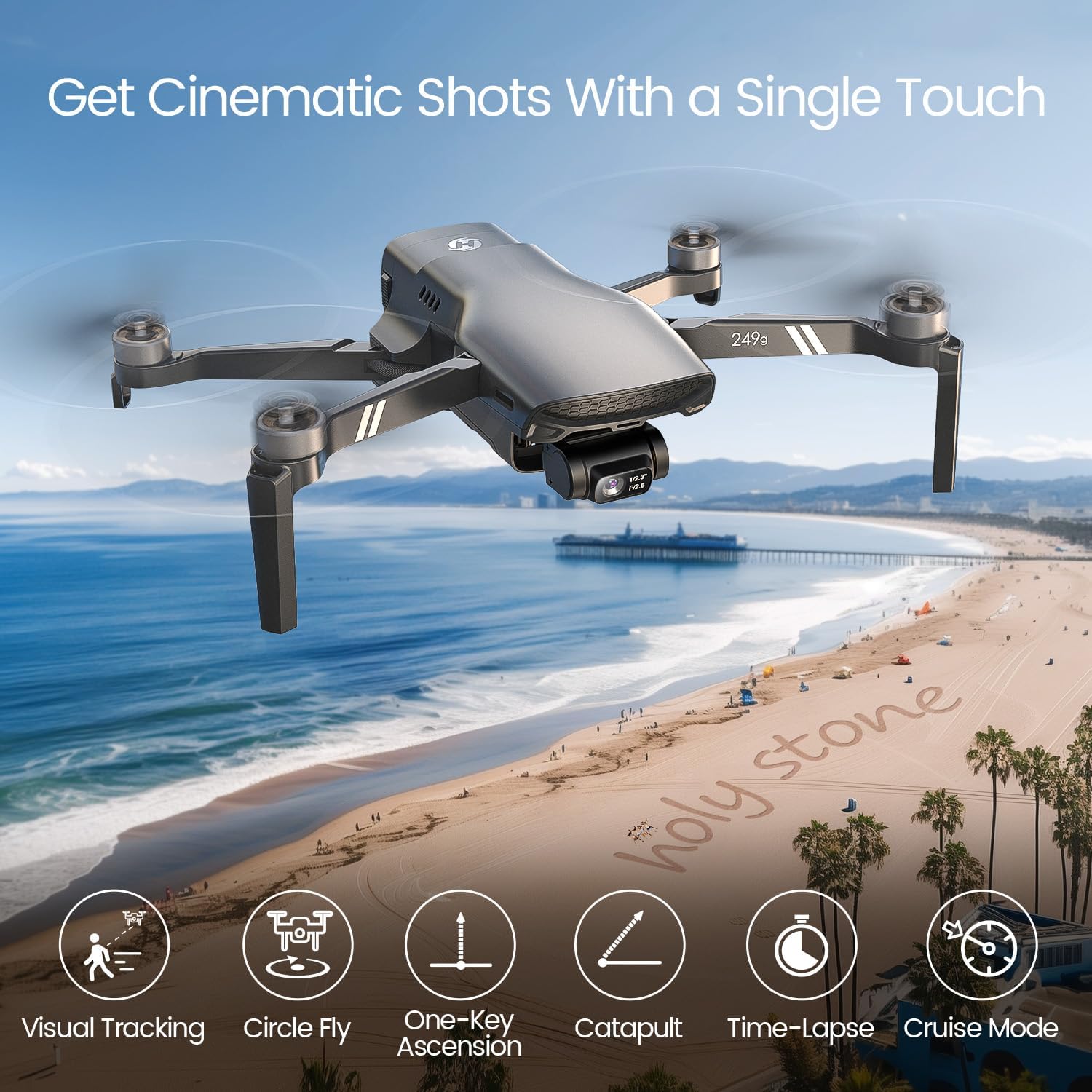 Holy Stone HS900 249g Lightweight GPS Drones with Camera for Adults 4K; 3 Axis Brushless Gimbal Drone with 4K/30FPS Video, 48MP Photo, 20000Ft Transmission, Visual Tracking Follow Me, Smart Return-5