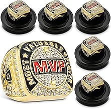 MVP Ring Most Valuable Player Ring Ball Games MVP Rings Sport Championship Trophy Ring with Display Neck Chain for Winner Tournament League Team Award Gift