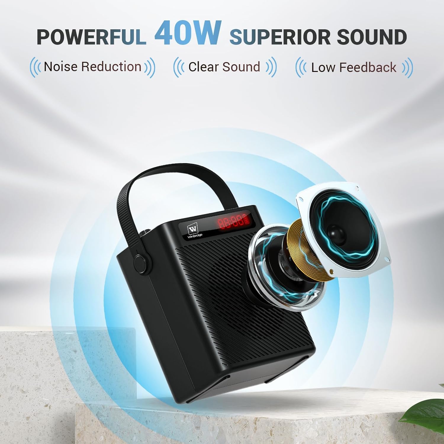 Voice Amplifier Bluetooth 5.3 Wireless Headset Mirophone/Handheld Mic-40W Rechargeable Megaphone Personal Pa System Portable Microphone Speaker Set, 4 Sound Effects for Teachers Presentation Party S95-2