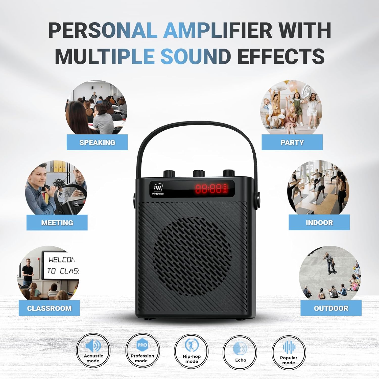 Voice Amplifier Bluetooth 5.3 Wireless Headset Mirophone/Handheld Mic-40W Rechargeable Megaphone Personal Pa System Portable Microphone Speaker Set, 4 Sound Effects for Teachers Presentation Party S95-3