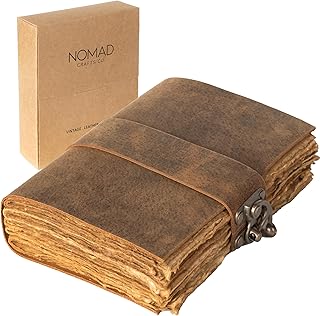 NomadCraftsCo. Vintage Leather Journal with Gift Box - Old Leather Bound Grimoire, Sketchbook, and Notebook - Perfect Leather Journals for Women and Men - Elegant Vintage Book for Writing and Drawing