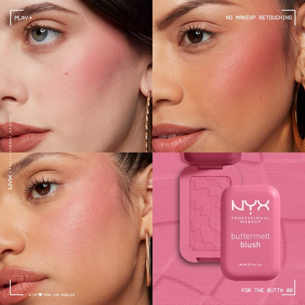 NYX PROFESSIONAL MAKEUP Buttermelt Powder Blush, Fade and Transfer-Resistant Blush, Up to 12HR Make Up Wear, Vegan Formula - For The Butta-5