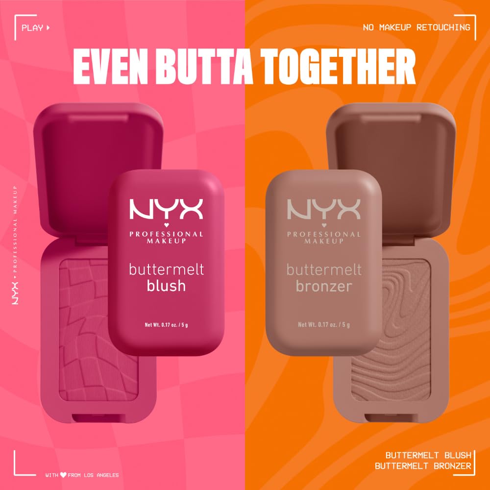 NYX PROFESSIONAL MAKEUP Buttermelt Powder Blush, Fade and Transfer-Resistant Blush, Up to 12HR Make Up Wear, Vegan Formula - For The Butta-8