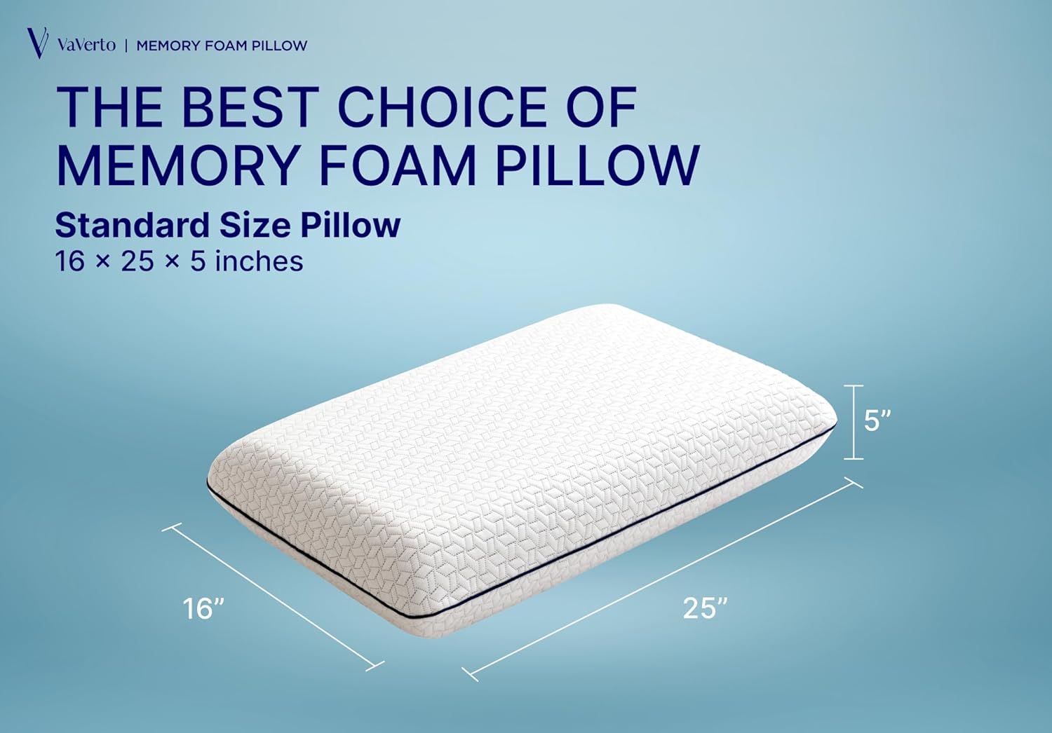 Vaverto Gel Memory Foam Pillow -Standard Size - Ventilated, Premium Bed Pillows with Viscose Made from Bamboo Pillow Cover, Cooling, Contoured Support, Orthopedic Sleeping-1