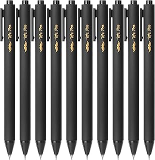 Mr. Pen- Retractable Gel Pens, 10 Pack, Black Ink Gel Pens, Black Barrels, Fast Dry, Gel Pens Fine Point 0.5mm, Retractable Pens, Cute Pens, Gel Ink Pens, Aesthetic Pens for Journaling Fine Tip Pens