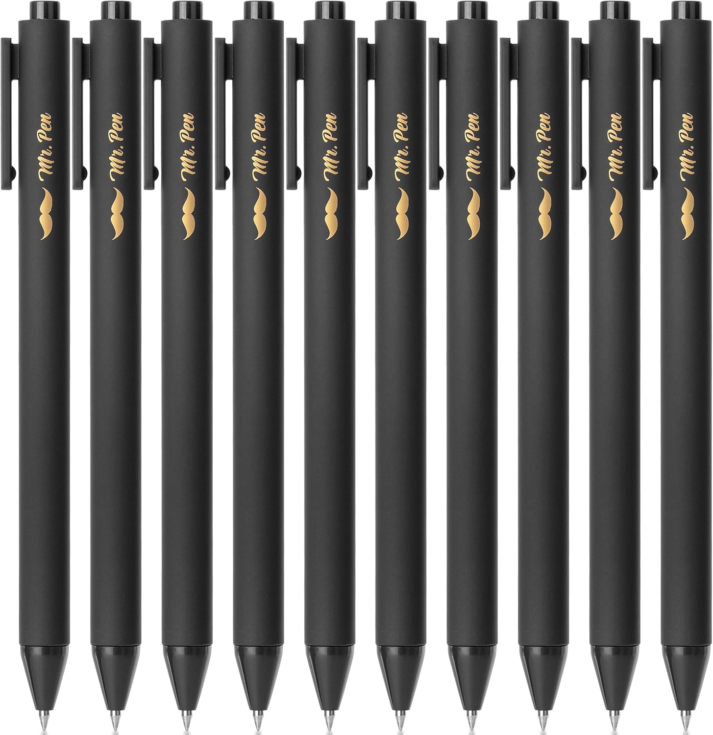 Mr. Pen- Retractable Gel Pens, 10 Pack, Black Ink Gel Pens, Black Barrels, Fast Dry, Gel Pens Fine Point 0.5mm, Retractable Pens, Cute Pens, Gel Ink Pens, Aesthetic Pens for Journaling Fine Tip Pens-0