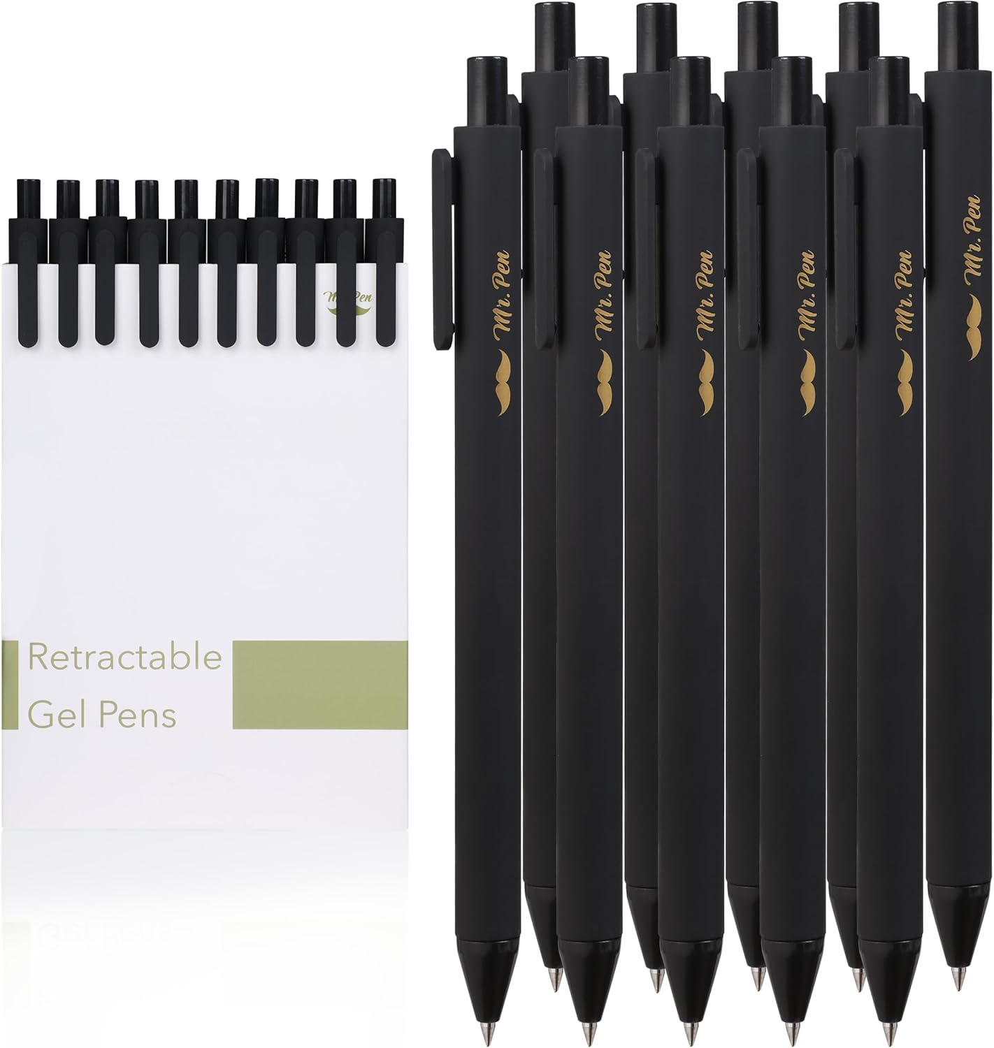 Mr. Pen- Retractable Gel Pens, 10 Pack, Black Ink Gel Pens, Black Barrels, Fast Dry, Gel Pens Fine Point 0.5mm, Retractable Pens, Cute Pens, Gel Ink Pens, Aesthetic Pens for Journaling Fine Tip Pens-8