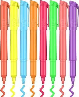 NICETY Highlighters, 8 Pack Highlighters Assorted Colors, 8 Colors Chisel Tip, Assorted Fluorescent, Fast Drying and Non-Toxic Highlighter Pens Suitable for Office, School