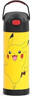 THERMOS FUNTAINER 16 Ounce Stainless Steel Vacuum Insulated Bottle with Wide Spout Lid, Pokemon