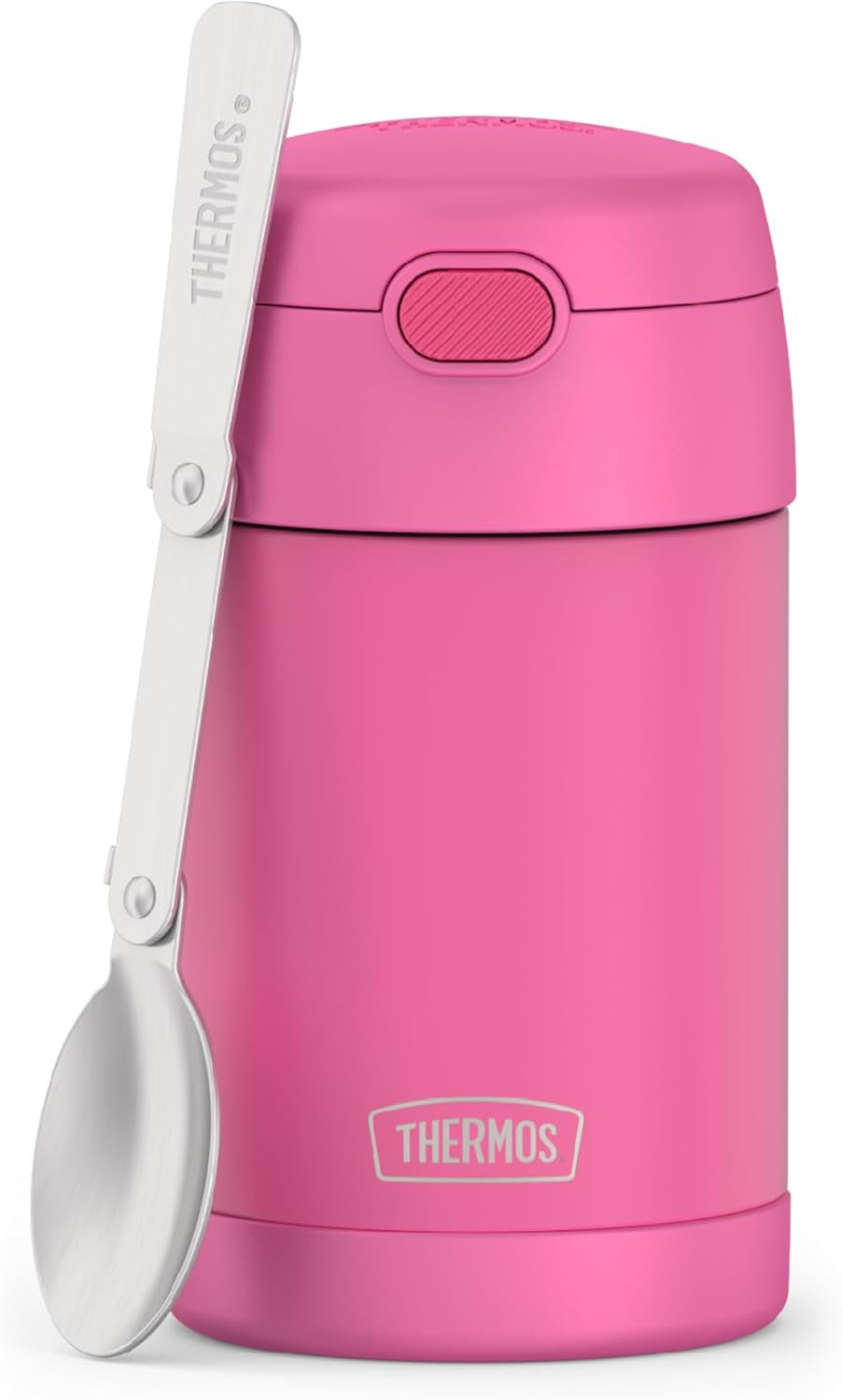 THERMOS FUNTAINER 16 Ounce Stainless Steel Vacuum Insulated Food Jar with Folding Spoon, Neon Pink-0