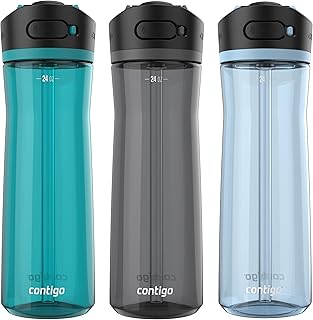 Contigo AUTOSPOUT Water Bottle, 24 oz, Leakproof Design, Juniper/Sake/Glacier, 3-Pack