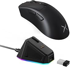 DeLUX M900PRO Wireless Gaming Mouse, 8000Hz Polling Rate, RGB Charging Dock, 63g Ergonomic Design, PAW3395 Sensor with 26000DPI, Programmable Buttons (Black)