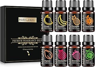 Top 8 Fragrance Oil Set, 10ml/0.33fl.oz Fruits Fragrance Oils Essential Oils for Diffusers for Home, Soap Candle Making Scents