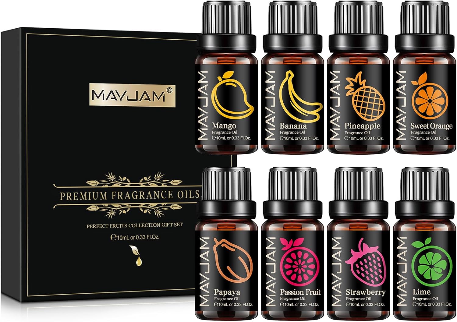 Top 8 Fragrance Oil Set, 10ml/0.33fl.oz Fruits Fragrance Oils Essential Oils for Diffusers for Home, Soap Candle Making Scents-0