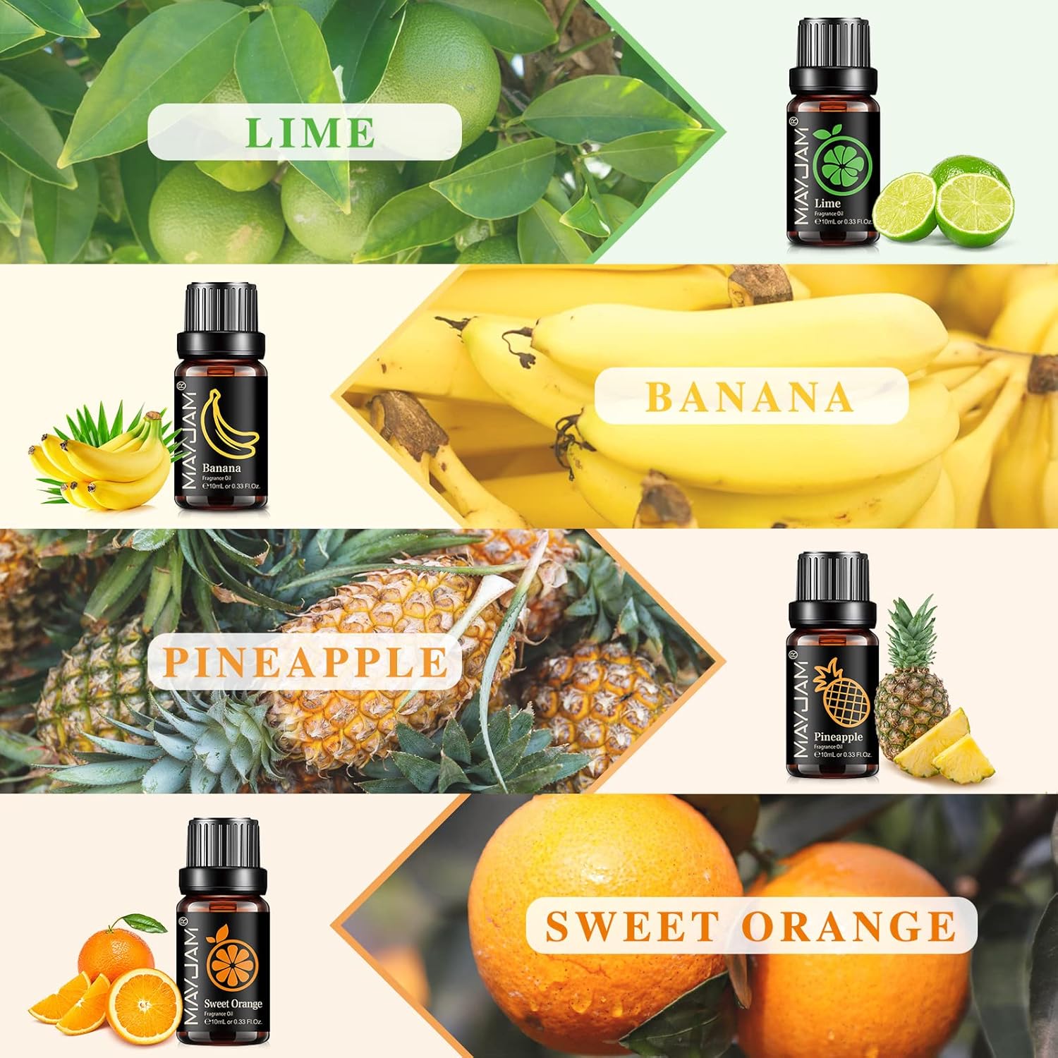 Top 8 Fragrance Oil Set, 10ml/0.33fl.oz Fruits Fragrance Oils Essential Oils for Diffusers for Home, Soap Candle Making Scents-2