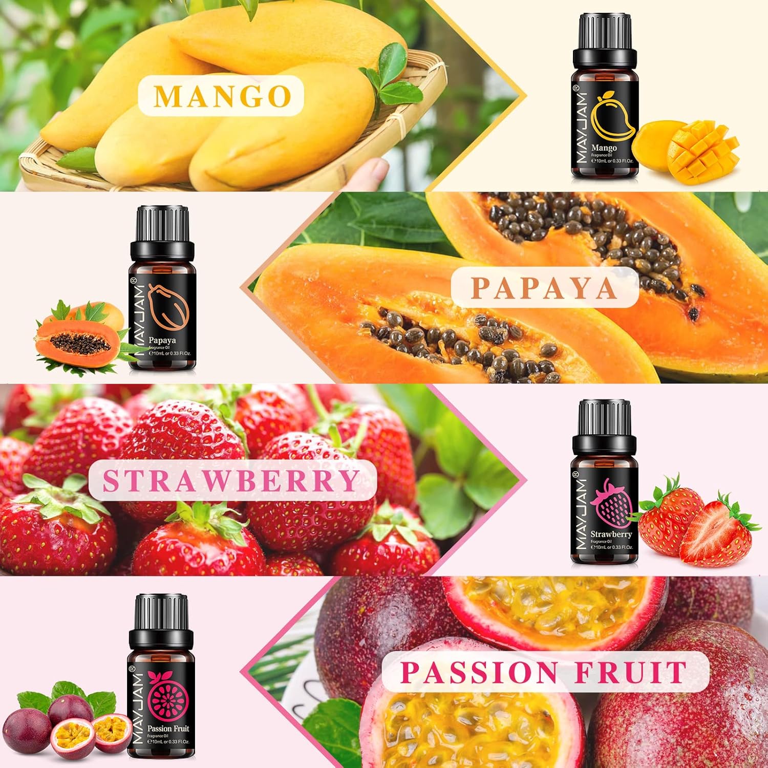 Top 8 Fragrance Oil Set, 10ml/0.33fl.oz Fruits Fragrance Oils Essential Oils for Diffusers for Home, Soap Candle Making Scents-3