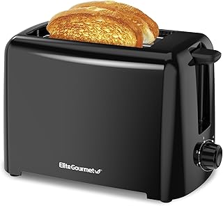 Elite Gourmet ECT1027B Cool Touch Toaster with 6 Temperature Settings & Extra Wide 1.25" Slots for Bagels, Waffles, Specialty Breads, Puff Pastry, Snacks, ETL Certified, 2 Slices, Black