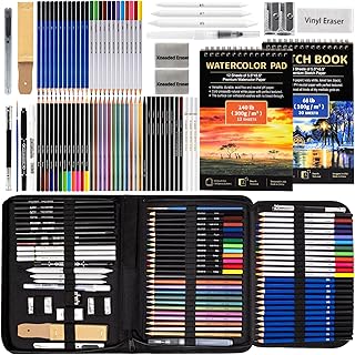 Art Supplies Drawing Pencils Set - 76 Pack Pro Sketching Kit with Sketchbook & Watercolor Pad, Includes Graphite, Charcoal, Watercolor & Metallic Pencils for Kids, Teens, Adults