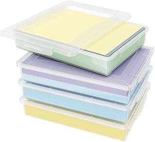 Lifewit 4 Pack Plastic Multi-Purpose Storage Box with Latching Lids, Clear A4 Paper Storage, Classroom Organization, Storage Containers for Board Game, Craft, Document, Magazine, Art Supplies