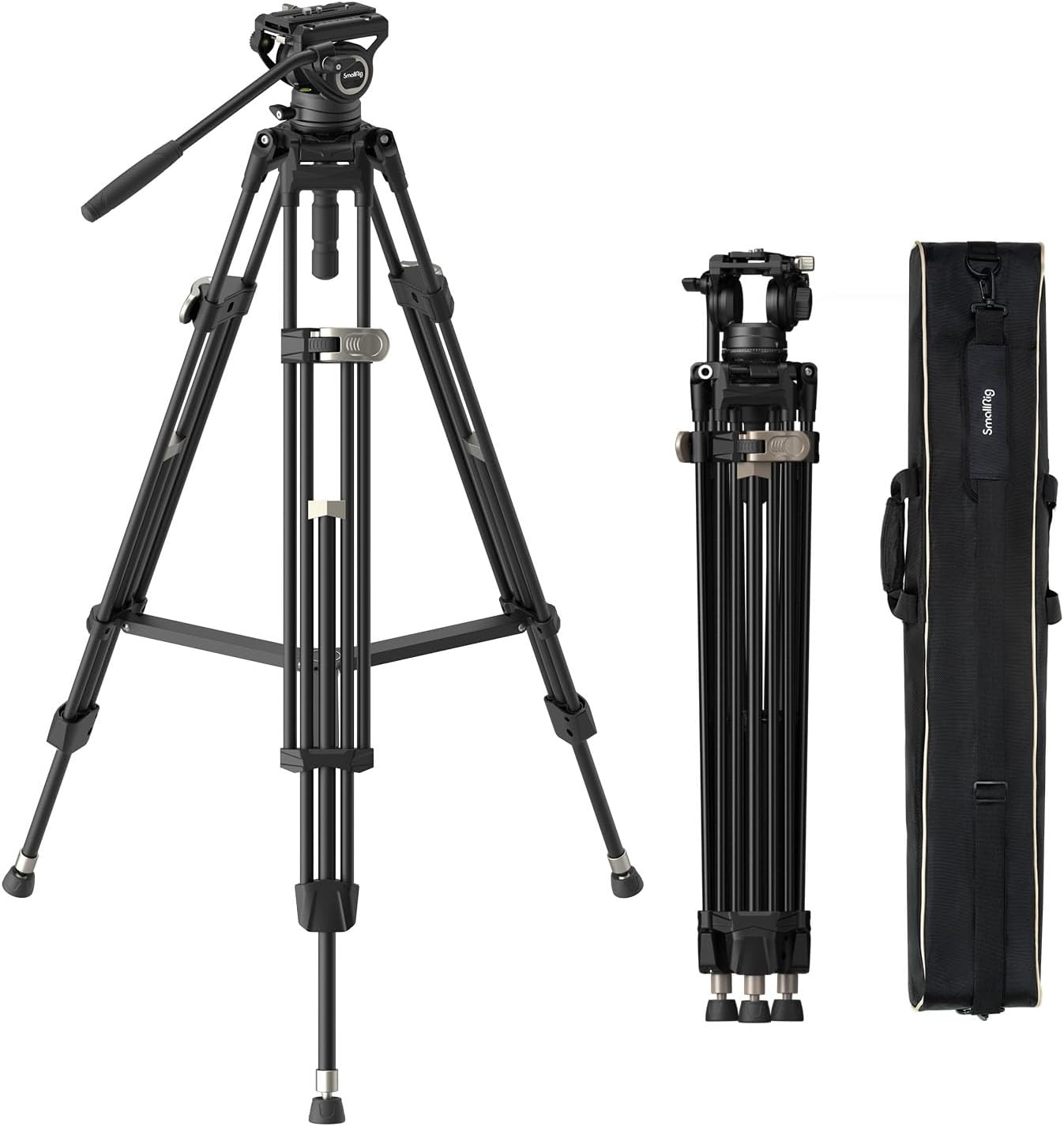 SmallRig AD-80 FreeBlazer Heavy-Duty Tripod System, 75" Video Tripod with Fluid Head, One-Step Height Adjust, Dual-Mode QR Plate, Load up to 17lbs, Professional Tripod for Camera - 4163-0